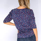 Navy Mini Floral Print Top