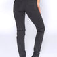 Black Straight Leg Trousers with Glitter Stitch Pockets