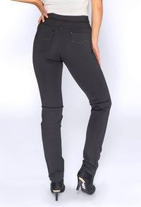 Black Straight Leg Trousers with Glitter Stitch Pockets