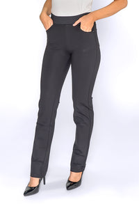 Black Pull Up Trousers with Rhinestone Pocket Details