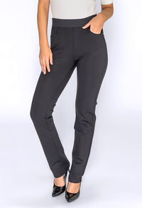 Black Pull Up Trousers with Rhinestone Pocket Details