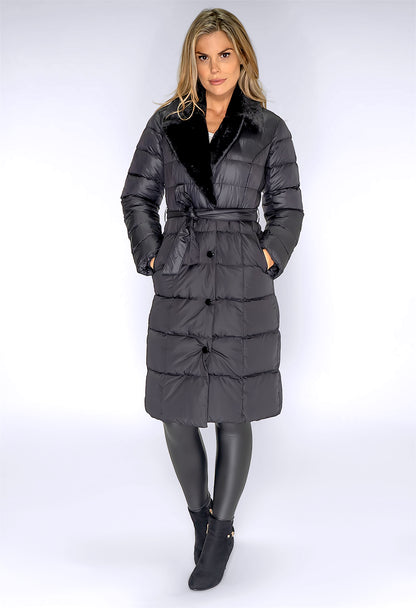 Black Quilted Long Coat