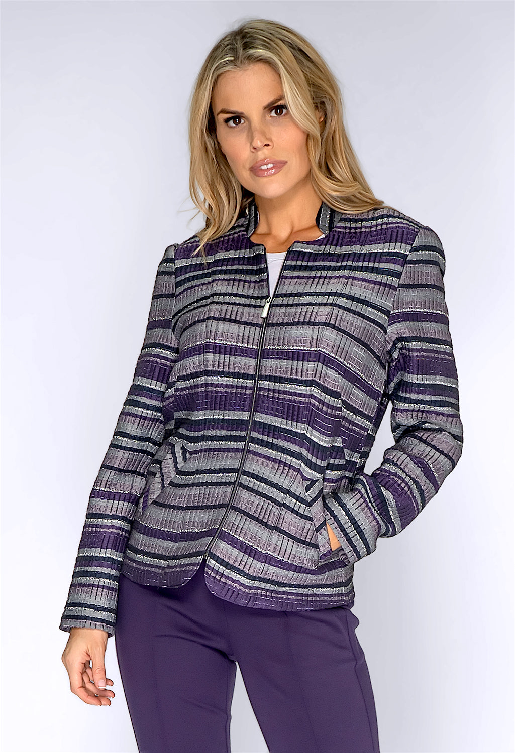 Purple and Silver Zip Up Jacket