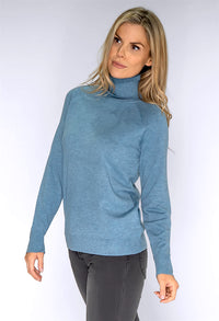 Light Blue Knit Polo Neck