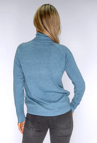 Light Blue Knit Polo Neck