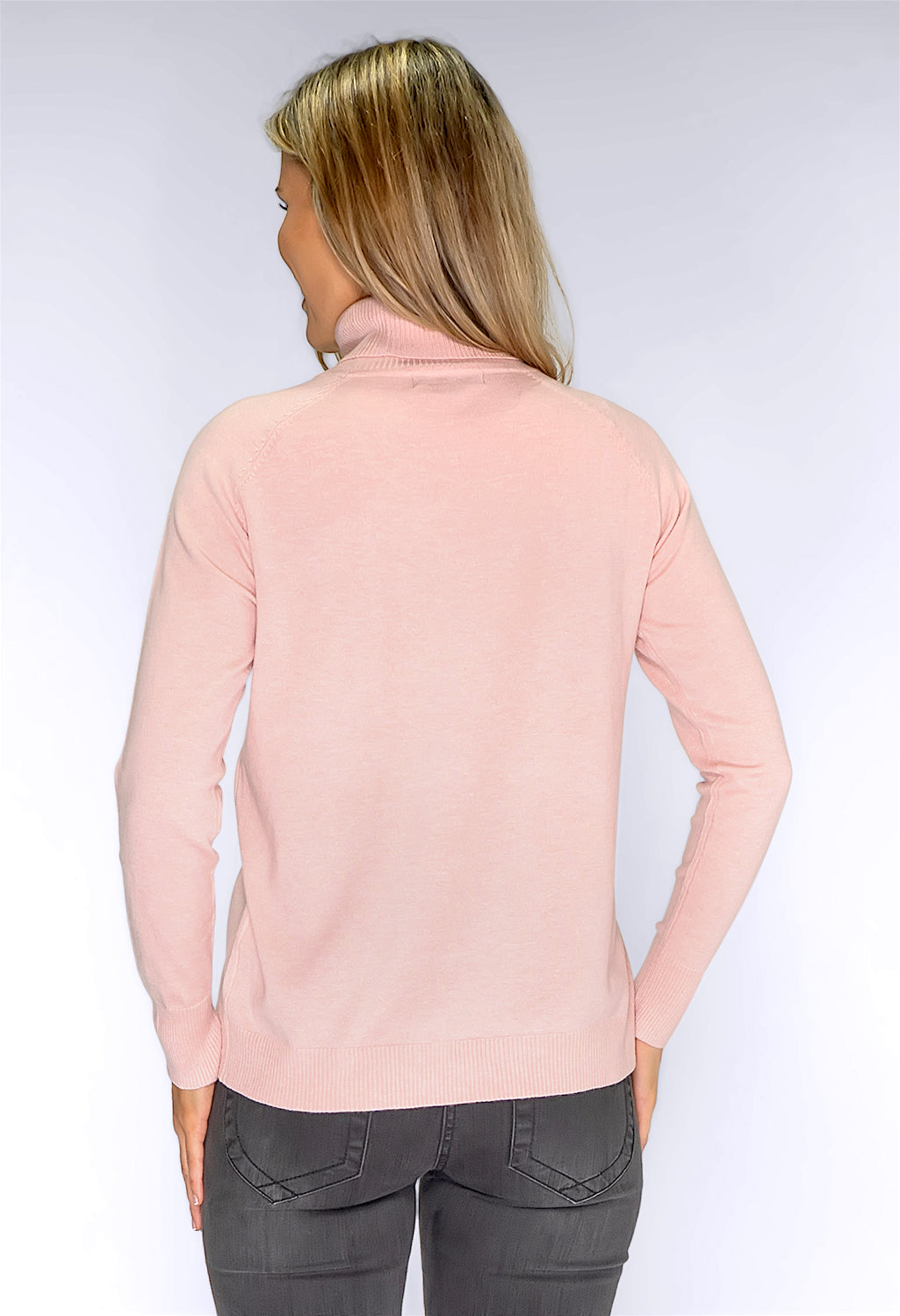 Soft Pink Knit Polo Neck