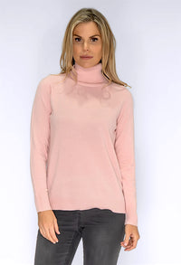 Soft Pink Knit Polo Neck