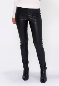 Zapara Black Straight Leg Leather Leggings