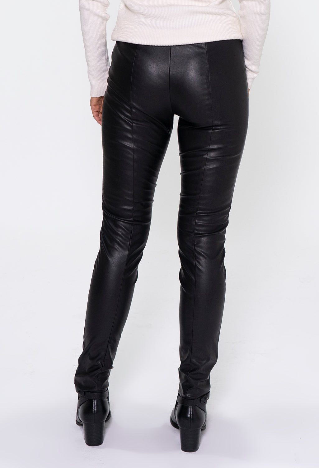 Zapara Black Straight Leg Leather Leggings