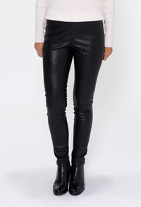 Zapara Black Straight Leg Leather Leggings