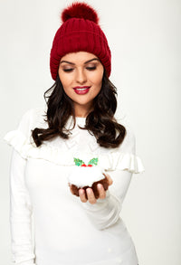 Red Mix and Match Pompom Hat