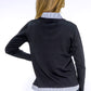 Navy Jumper with Shirt Details