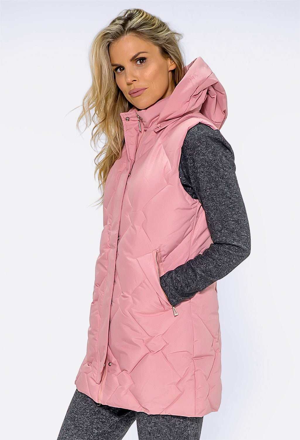 Dusty Pink Hooded Gilet