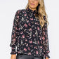 Black Bloom Print High Neck Top