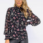 Black Bloom Print High Neck Top