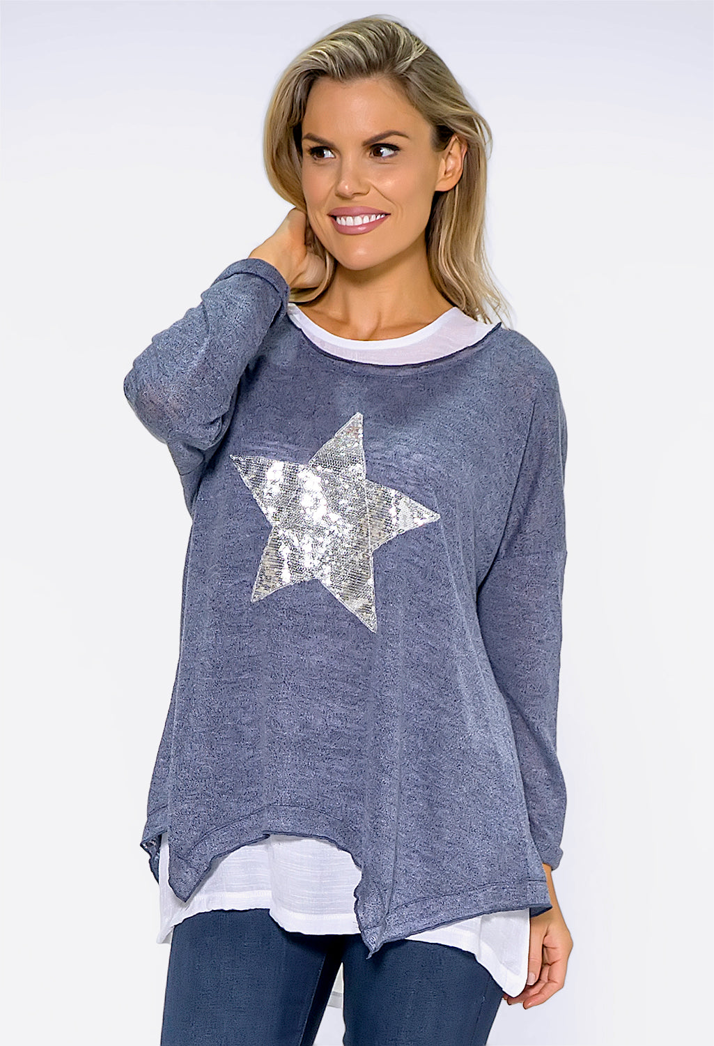 Navy STAR DETAIL DOUBLE LAYER TOP