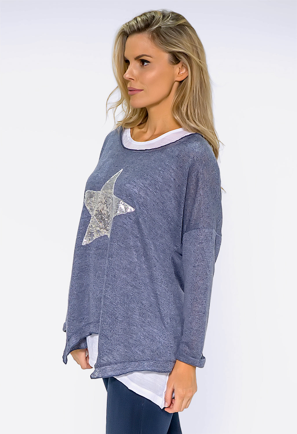 Navy STAR DETAIL DOUBLE LAYER TOP