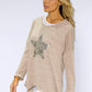 Beige Star Detail Double Layer Top