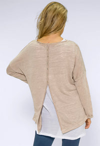 Beige Star Detail Double Layer Top