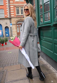 Long Light Grey Coat with Silk Lining