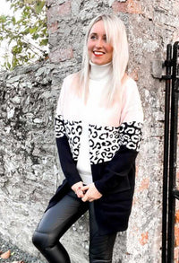 Blush Leopard Panelled Cardigan