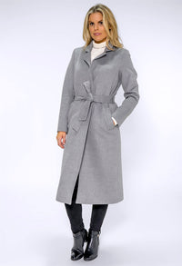 Long Light Grey Coat with Silk Lining