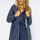 Navy Hooded Raincoat With White Cosy Lining