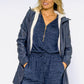 Navy Hooded Raincoat With White Cosy Lining