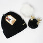 Black Mix and Match Pompom Hat