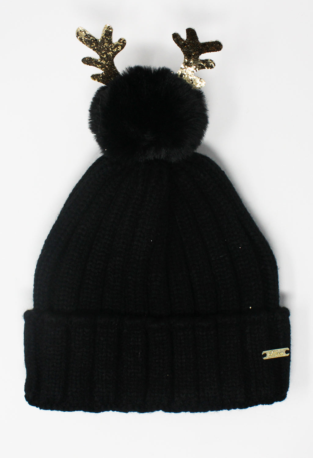 Black Mix and Match Pompom Hat