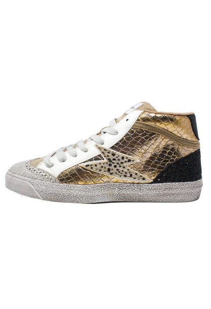 Bronze Snakeskin Trainers