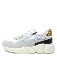 Silver Snakeskin Trainer with Chunky Rubber Sole