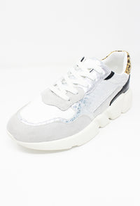 Silver Snakeskin Trainer with Chunky Rubber Sole