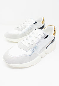 Silver Snakeskin Trainer with Chunky Rubber Sole