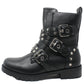 Black Faux Leather Boots with Studded Straps