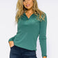 Green Pleated Shoulder Top