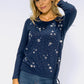 Navy Glittered Star Top