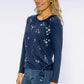 Navy Glittered Star Top