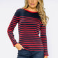 Navy Stripe Top with Button Details