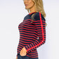 Navy Stripe Top with Button Details