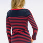 Navy Stripe Top with Button Details