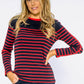 Navy Stripe Top with Button Details