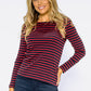 Navy Top with Red Stripes