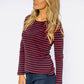 Navy Top with Red Stripes