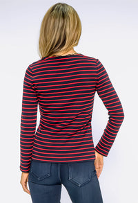 Navy Top with Red Stripes