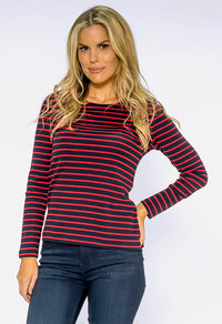 Navy Top with Red Stripes