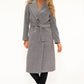 Grey Midi Length Coat with Belt