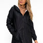 Black Hooded Raincoat with White Cosy Lining