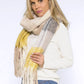 Large Yellow/Grey Panel Soft Woolly Scarf