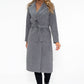 Grey Midi Length Coat with Belt